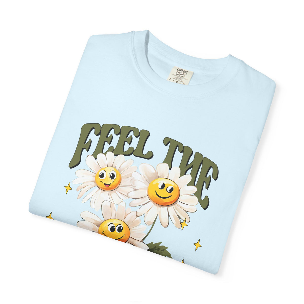 Feel the Power Daisy T-Shirt — Retro Smiley Flower Graphic Tee