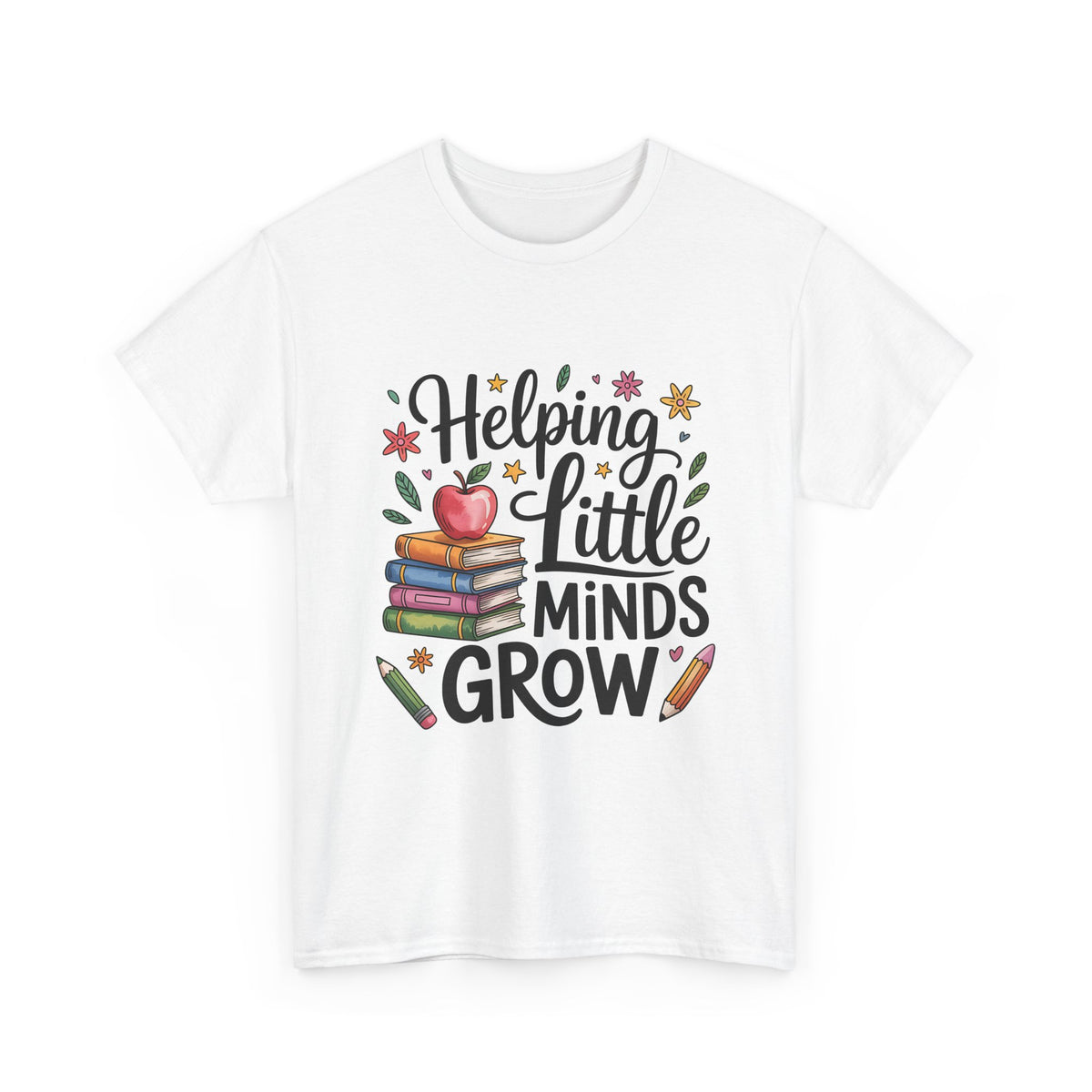 "Helping Little Minds Grow" Teacher Unisex Heavy Cotton Tee