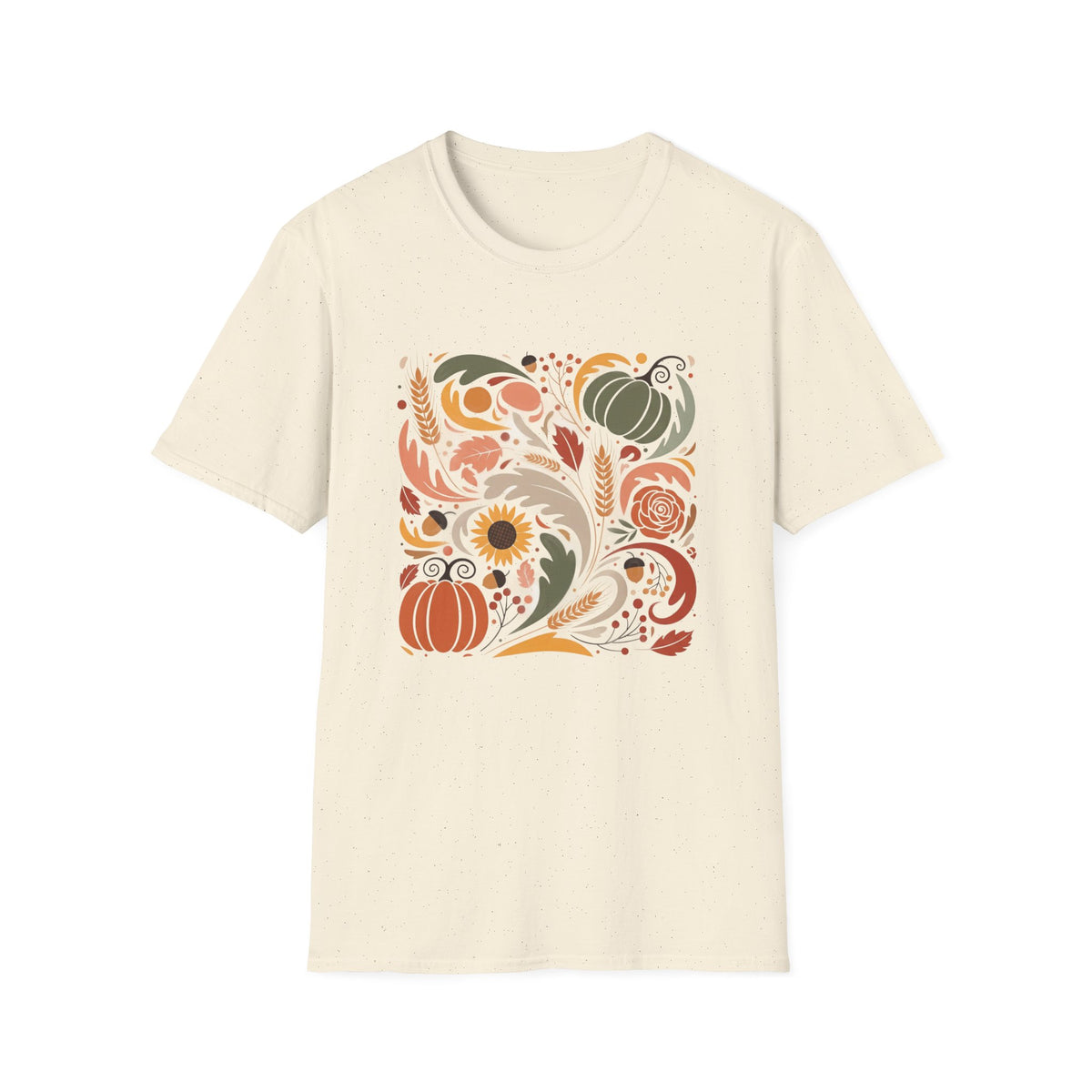Colorful Autumn Harvest T-Shirt — Pumpkin & Sunflower Fall Graphic Tee