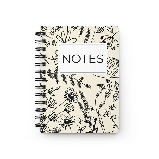 Cream Botanical Floral Notes Spiral Journal Gift