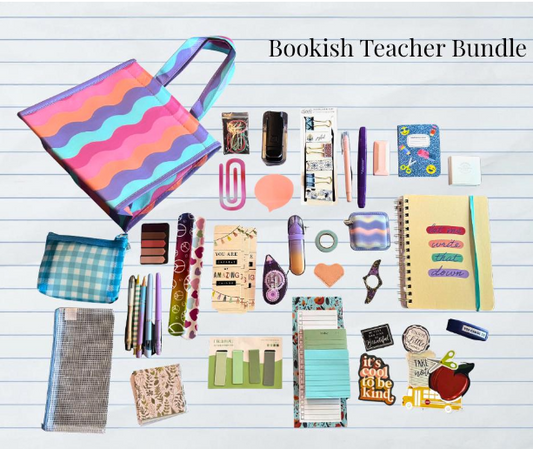 Bookish Teacher Bundle: Insulated Lunch Bag, Journal, Classroom Supplies