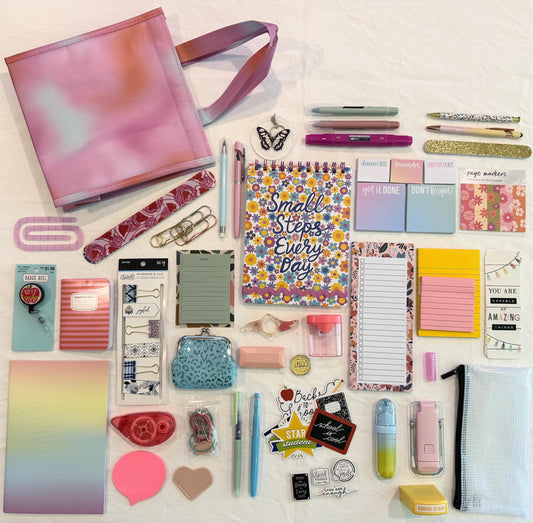 Pastel Tie-Dye Teacher Bundle Box: Insulated Lunch Bag, Journal, School Supplies